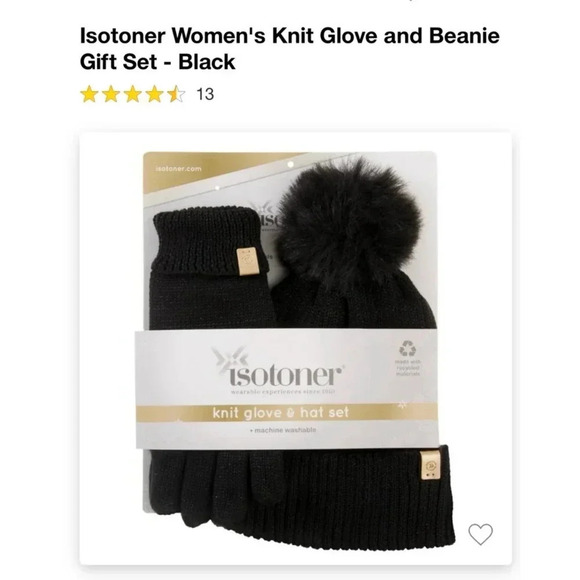 Women's Isotoner Knit Hat & Glove Set, Black, One Size - Picture 2 of 4
